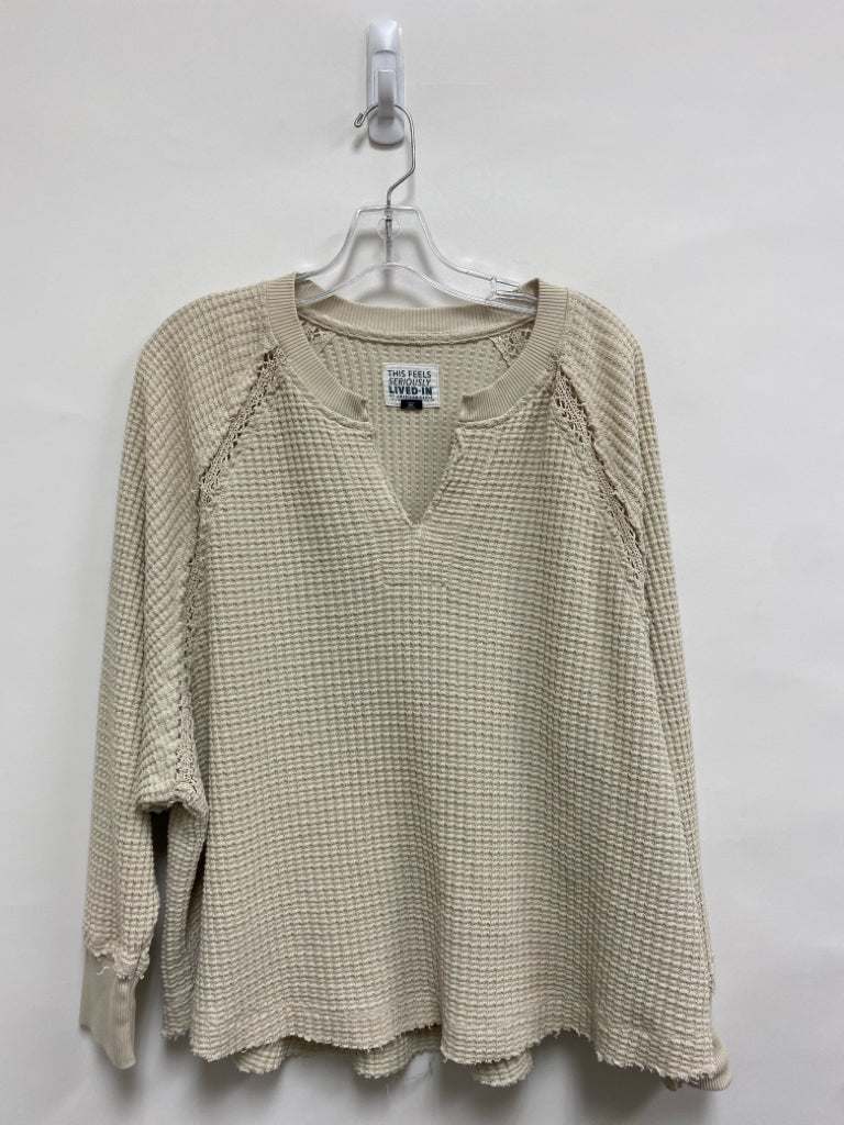 American Eagle Size S Cream Waffle Long Sleeve Ladies Top
