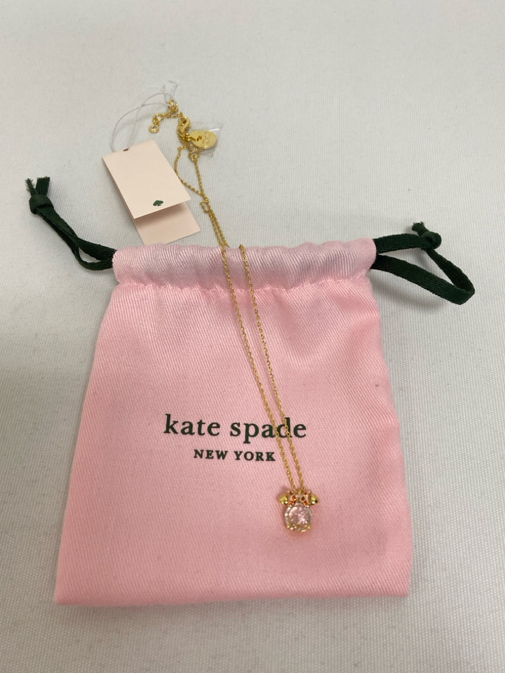 NWT Kate Spade Gold Color Clear Minnie Necklace