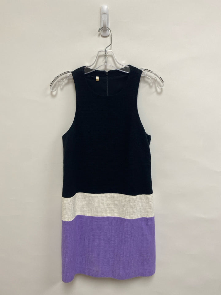 4C Size 4 Black/White Lavender Color Block Sleeveless Ladies Dress