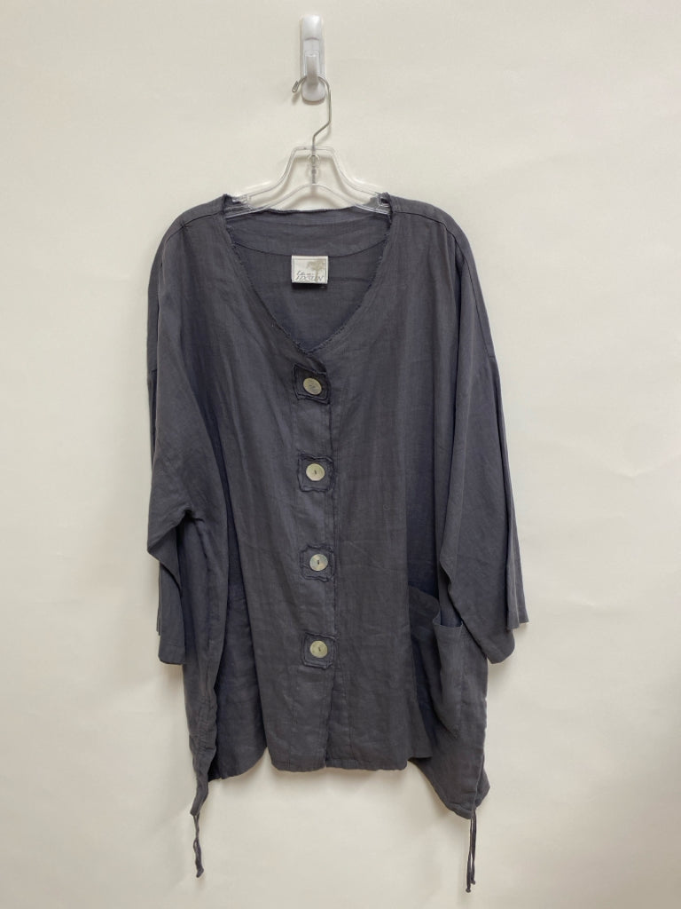 La FIXSUN Size L Gray Button Up Linen Ladies Jacket