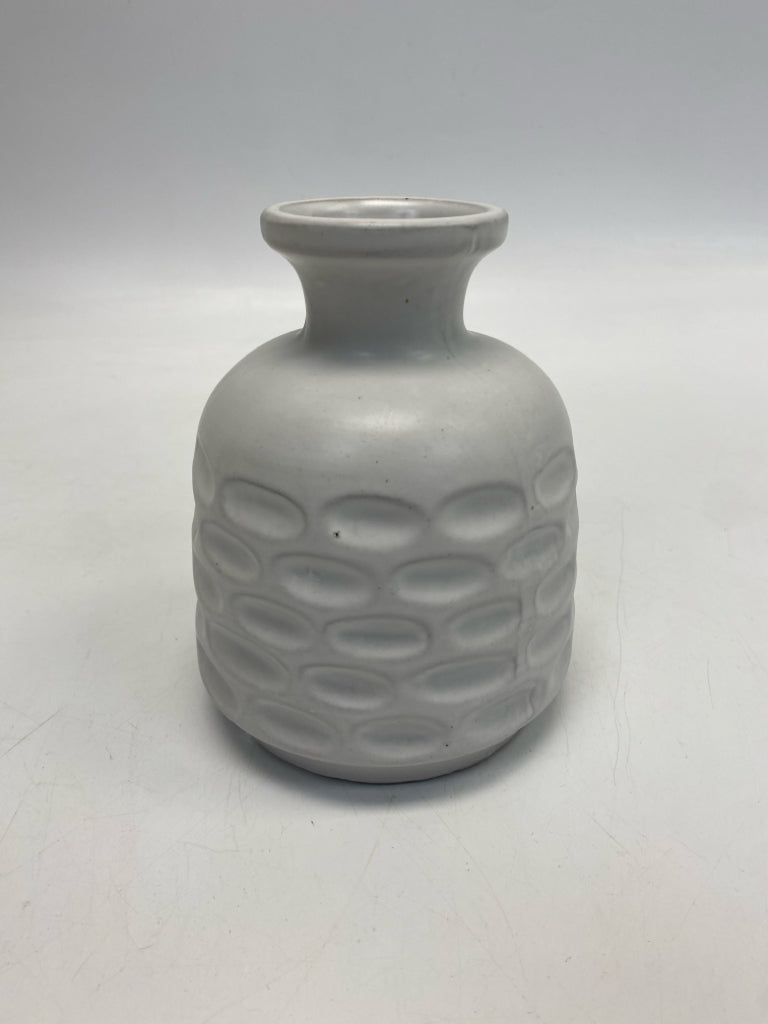 White Thumbprint Ceramic Vase