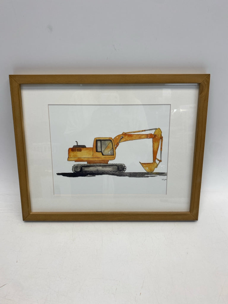 Orange Gray Construction Kids Framed Art