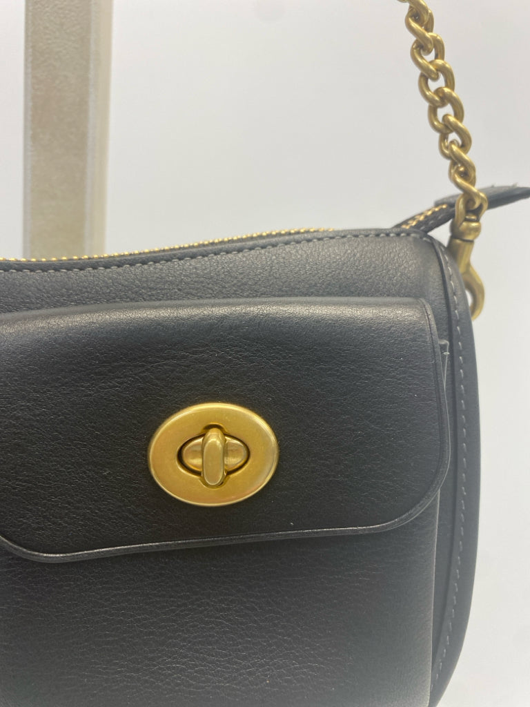 Coach Black Brass Twin Turnlock Waverly Bag w/3 Straps CDZ20