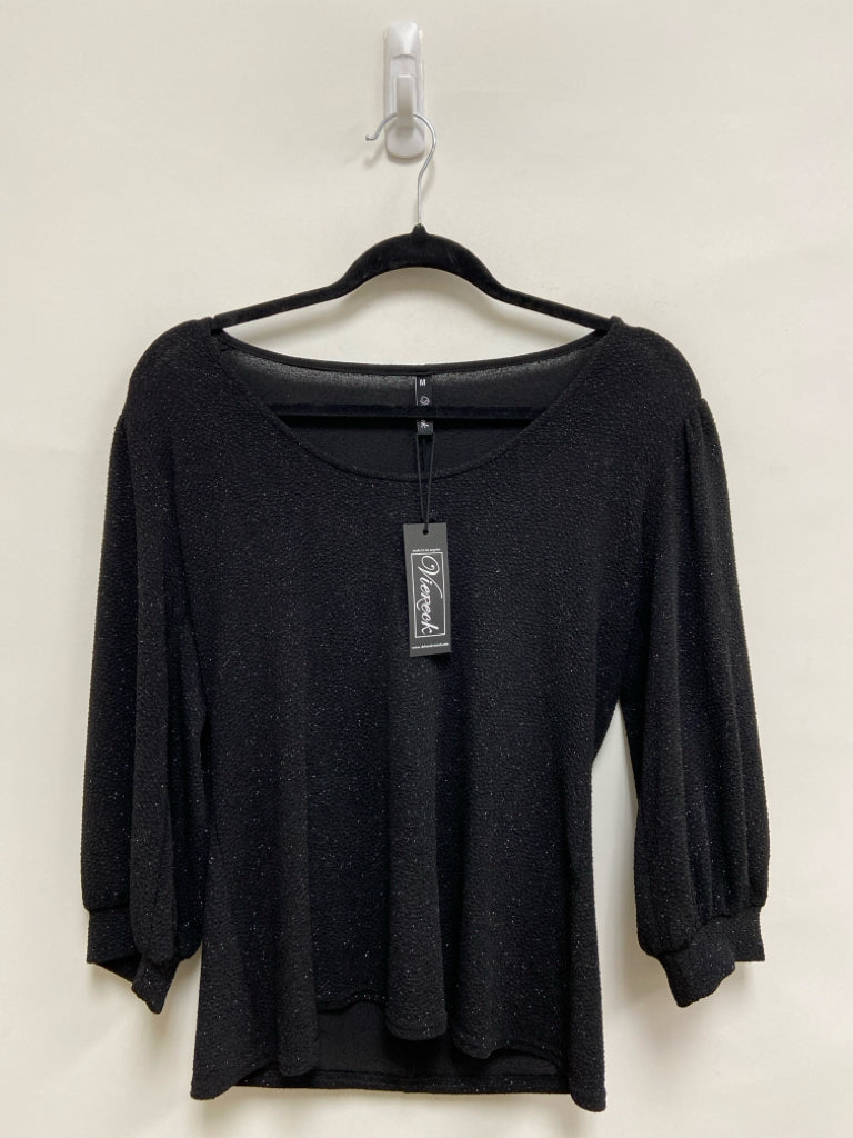 NWT Viereck Size M Black Glitter Ladies Top