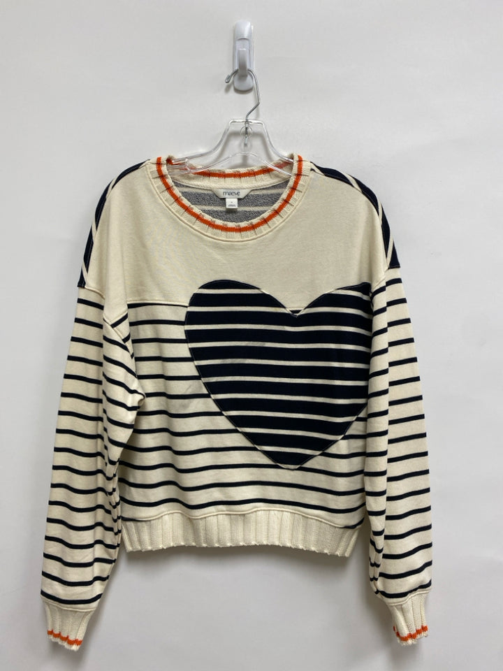 Maeve Size S Cream Black Stripes Long Sleeve Ladies Top
