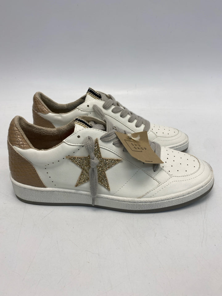 NWT Shu Shop US Shoe Size 9 White Gold Star(s) Sneakers