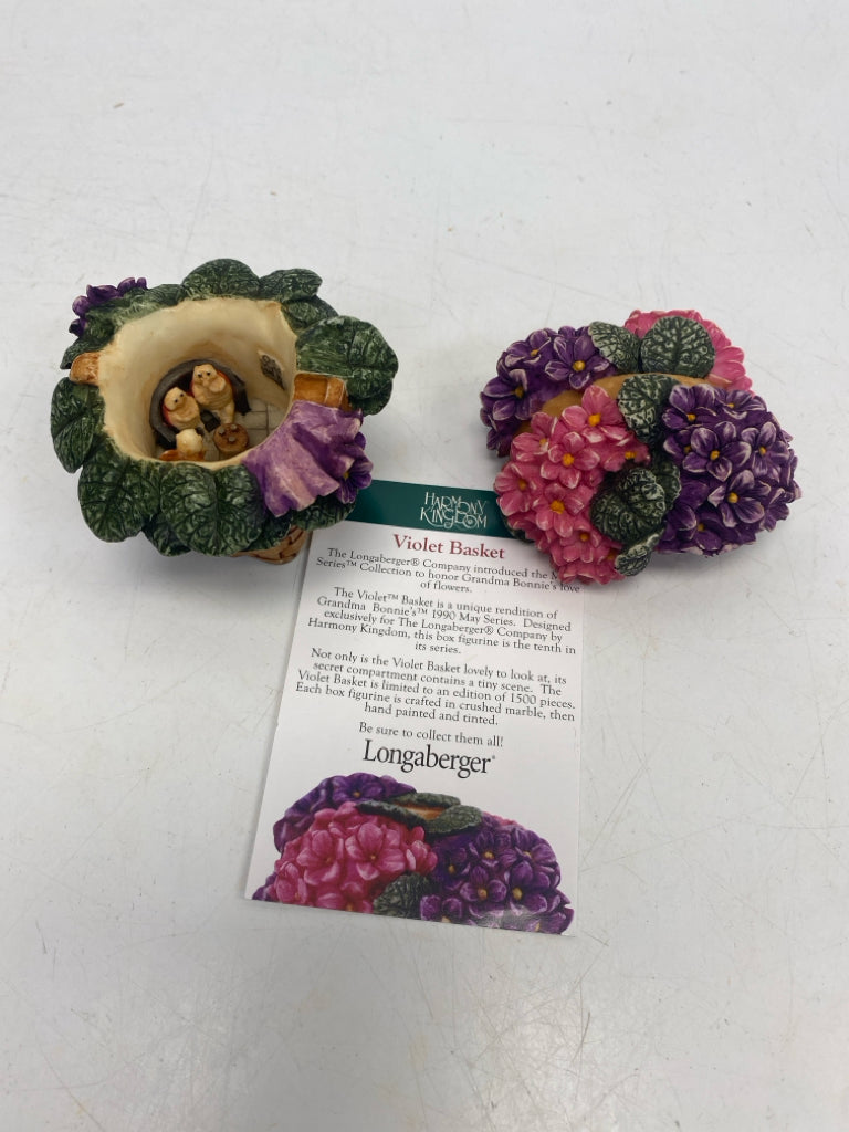 Longaberger Harmony Kingdom Violet Basket Mini Trinket  Box
