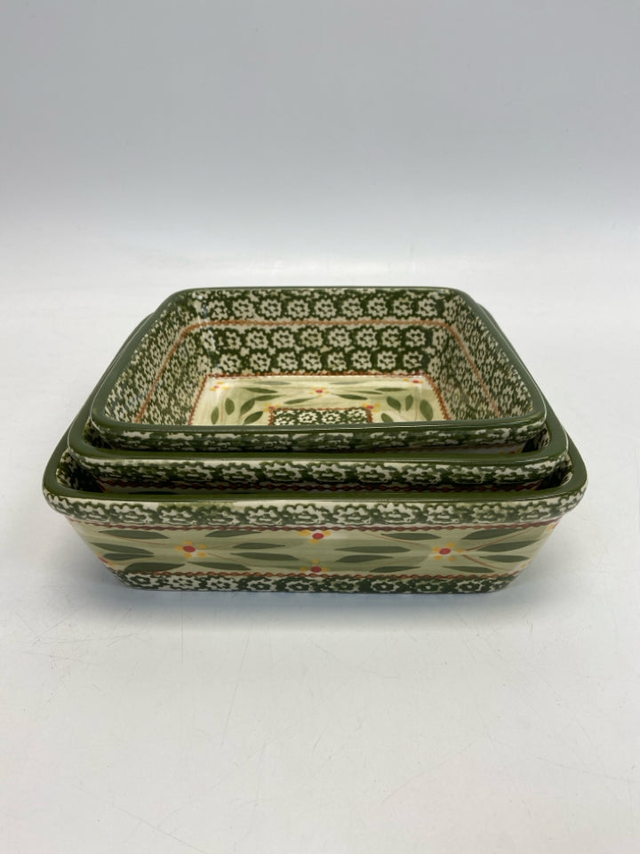 Temp-tations Green Cream Print Ceramic Bakeware