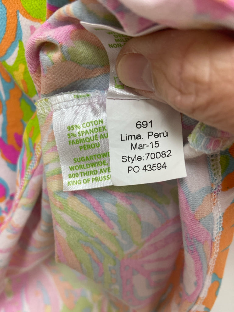 LILLY PULITZER Size XL Neon Multi White Sea Life Ladies Top