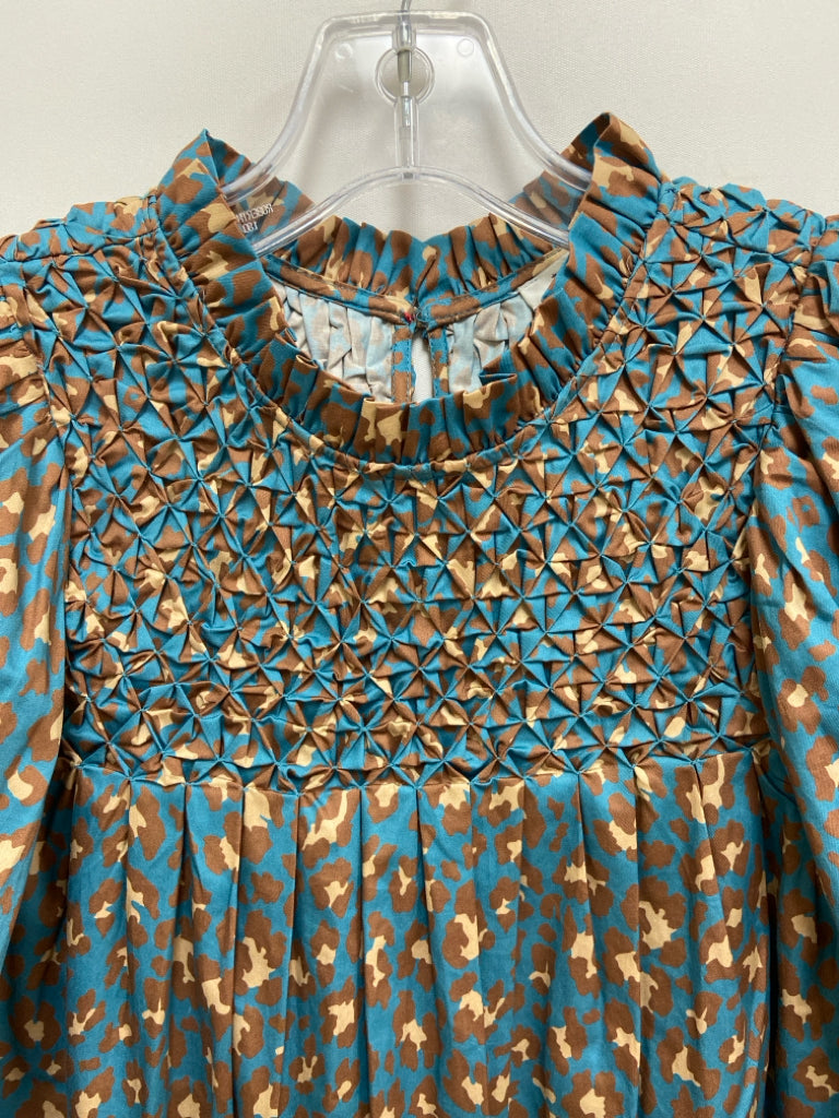 Tyler Boe Size S Blue Tan/Brown Animal Print Ladies Dress
