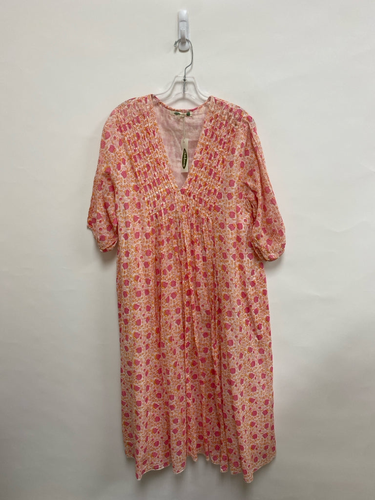 NWT Size XL White/Pink Orange/Yellow Vine Cotton Ladies Dress