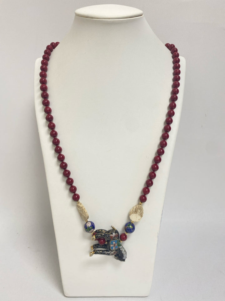 Red Multi Color Cloisonne Necklace