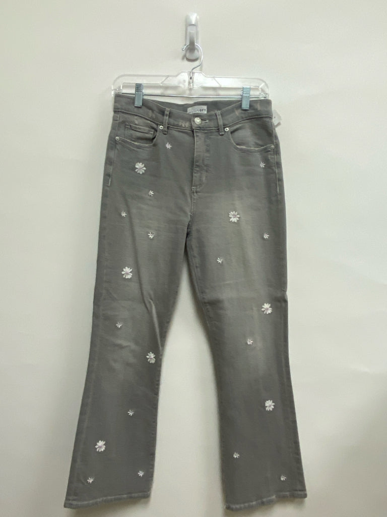 LOFT Size 4 Gray White Flowers Embroidered Ladies Jeans
