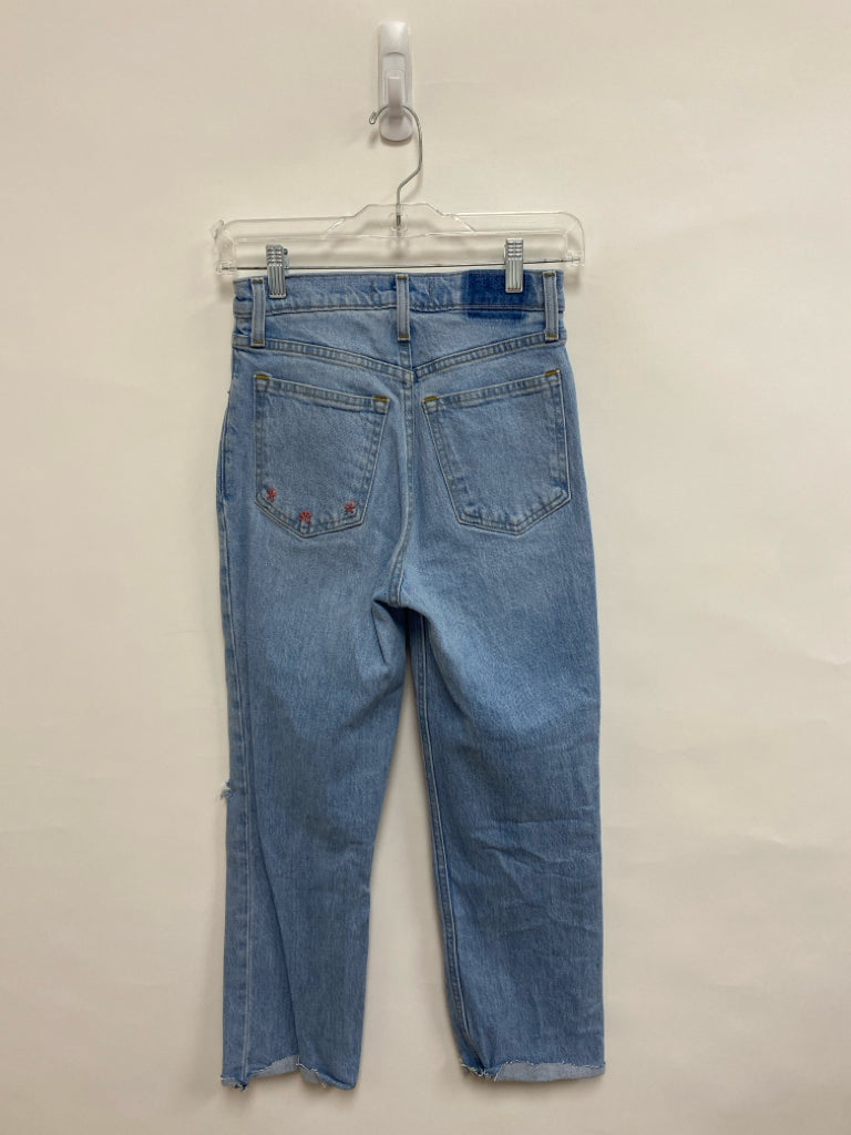 Abercrombie &amp; Fitch Size 25 Pale Denim Distressed Embroidered Ladies Jeans