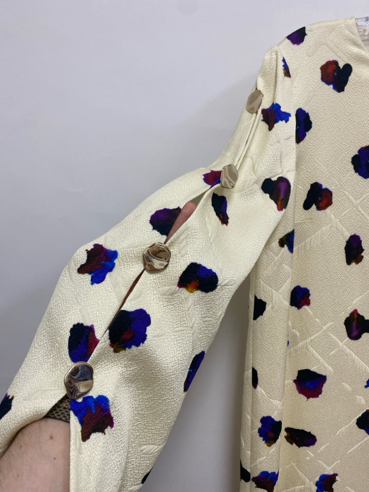 Size 10 Cream Purple/Multi Shapes Maxi Ladies Dress