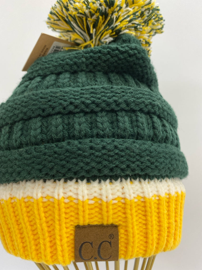 Green Yellow/White Knitted Misc. Hat
