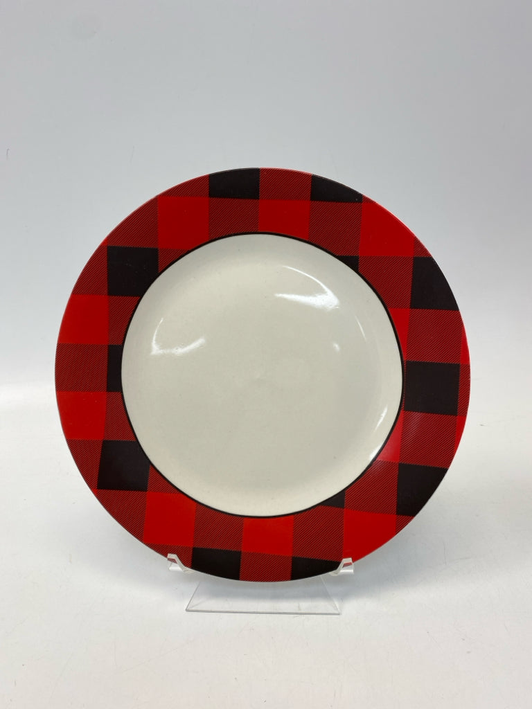 Red/Black Checkered Ceramic Plate (s)