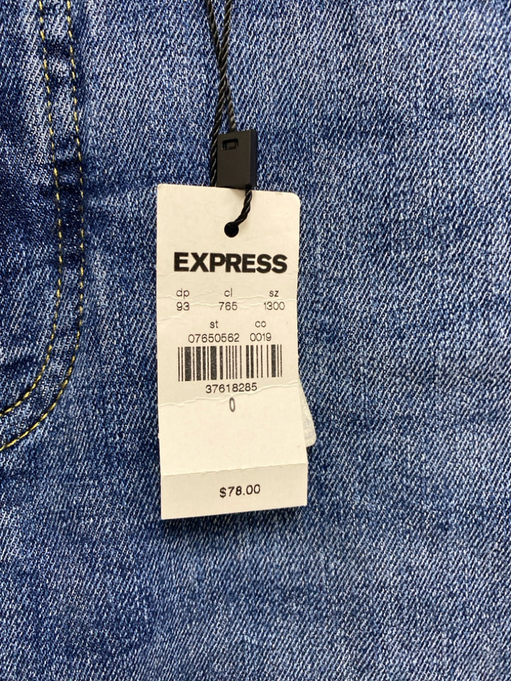 NWT Express Size 0 Faded Blue Denim Ladies Skirt