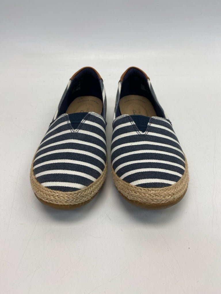 Clarks  Size 7 Navy White Stripe(s) Flats