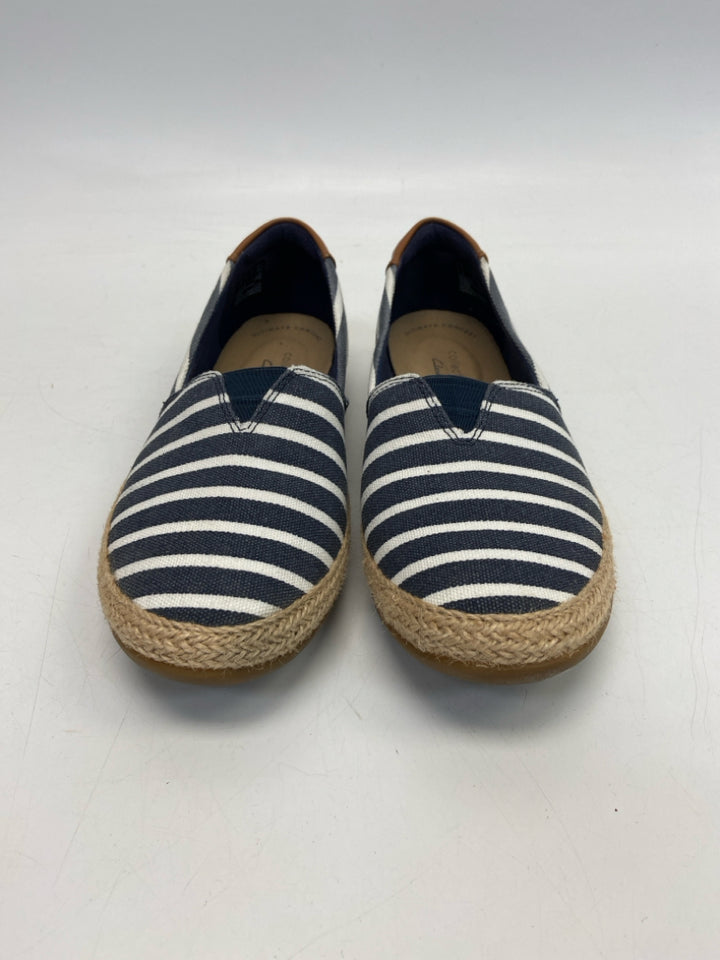 Clarks  Size 7 Navy White Stripe(s) Flats