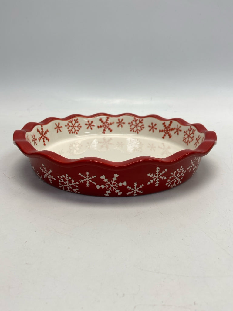 Cream Red Snowflakes Christmas