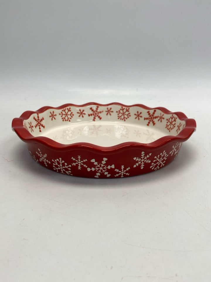 Cream Red Snowflakes Christmas