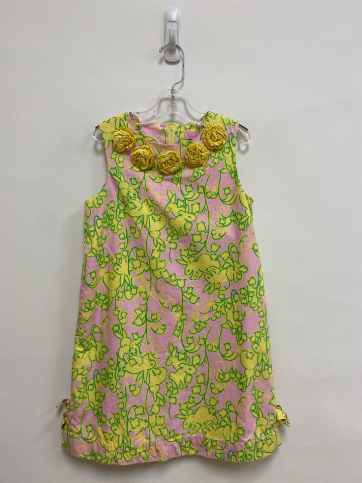LILLY PULITZER SIZE 8 Pink Yellow/Green Bunnies Sleeveless Girl&
