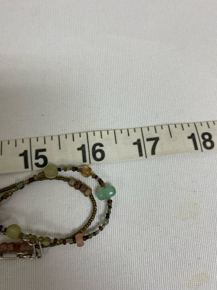 Multi Color Silver Beaded Necklace