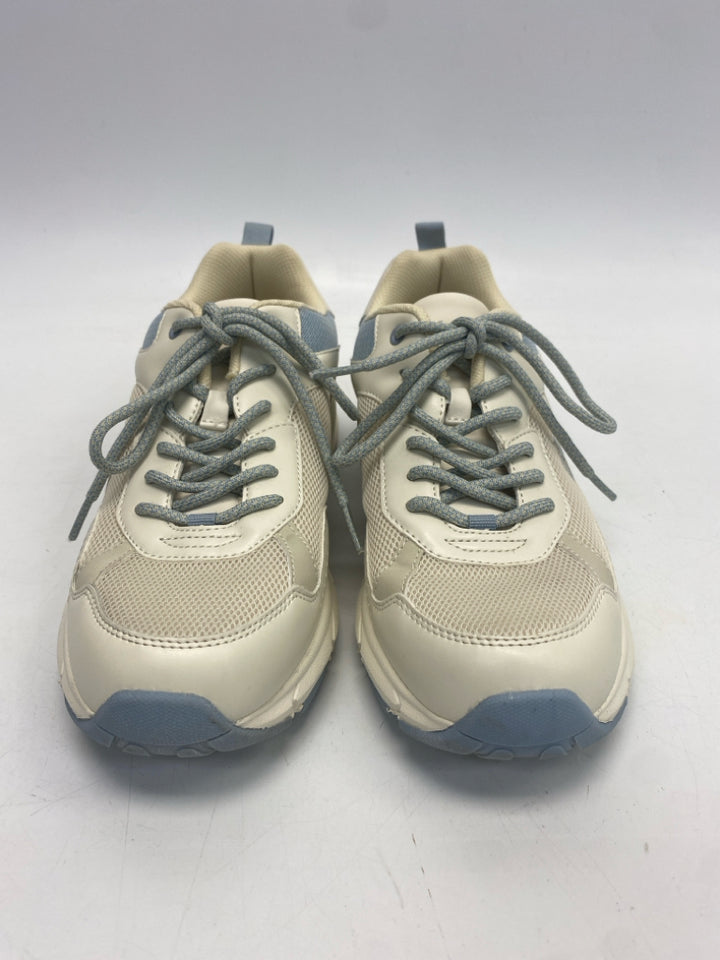 Calvin Klein  Size 10 Cream/white Blue Lace-up Sneakers