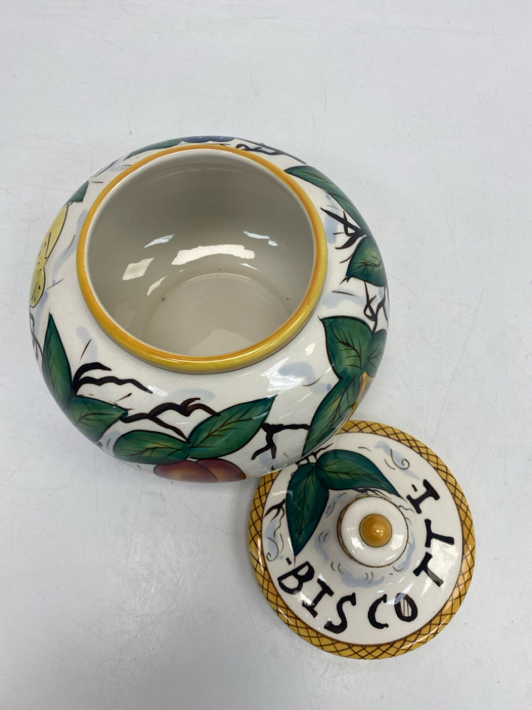 Ganz White Multi Color Fruit Ceramic Cookie Jar