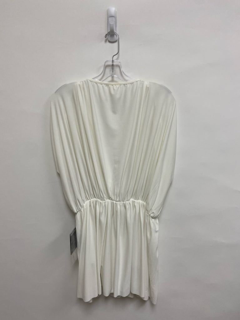 NWT Norma Kamali Size L White Ruched V Neck Athletic Dress