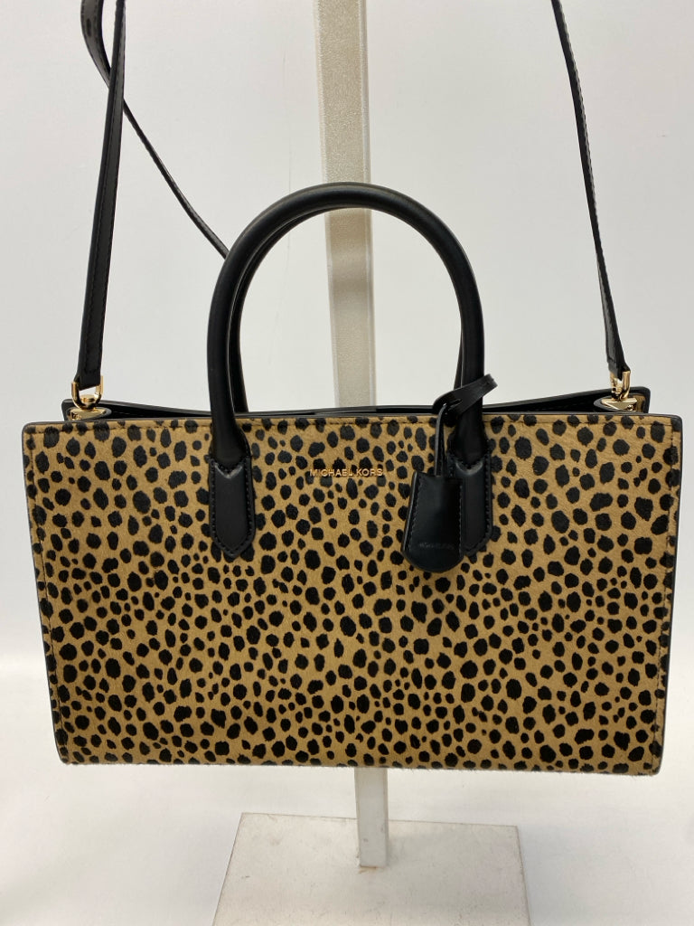 Michael Kors Brown Black Animal Print Fur Handbag