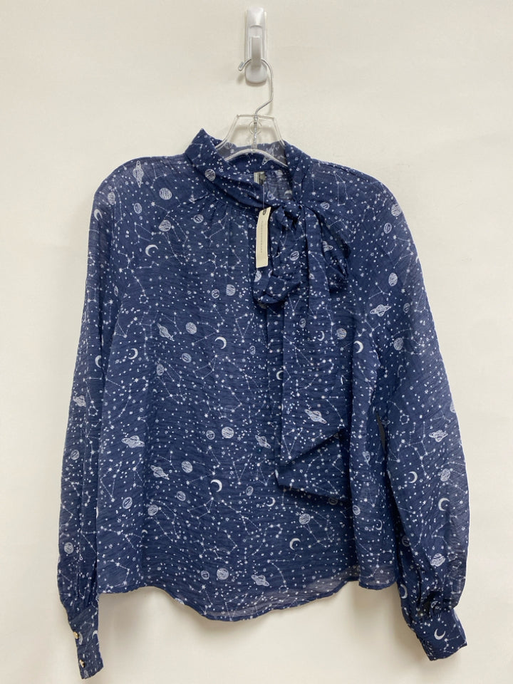 NWT Anthropologie Size XS Navy White Celestial Organza Ladies Top