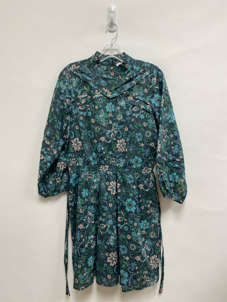 Derek Lam 10 Crosby Size 6 Dark Green Aqua/Coral Acanthus Ladies Dress