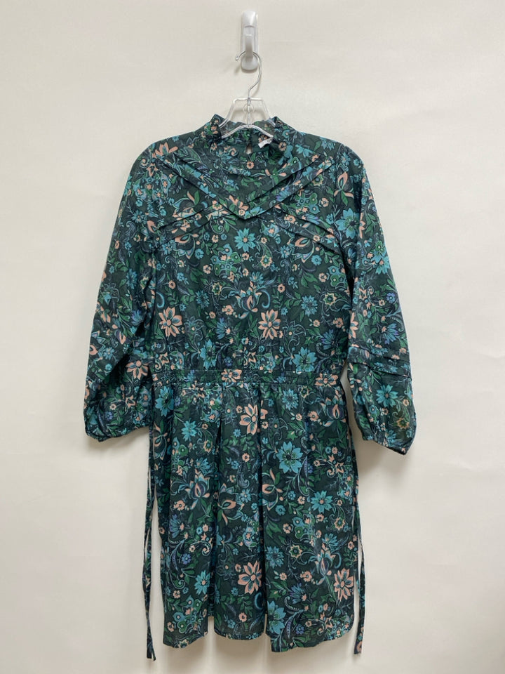 Derek Lam 10 Crosby Size 6 Dark Green Aqua/Coral Acanthus Ladies Dress