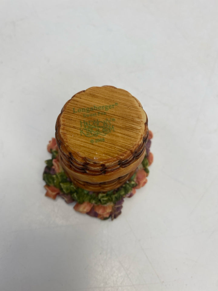 Longaberger Harmony Kingdom Sweet Pea  Basket Mini Trinket  Box
