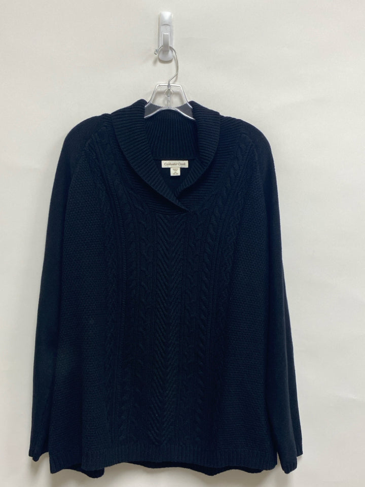 NWT Coldwater Creek Size 2X Black Cable Knit Plus Size Sweater