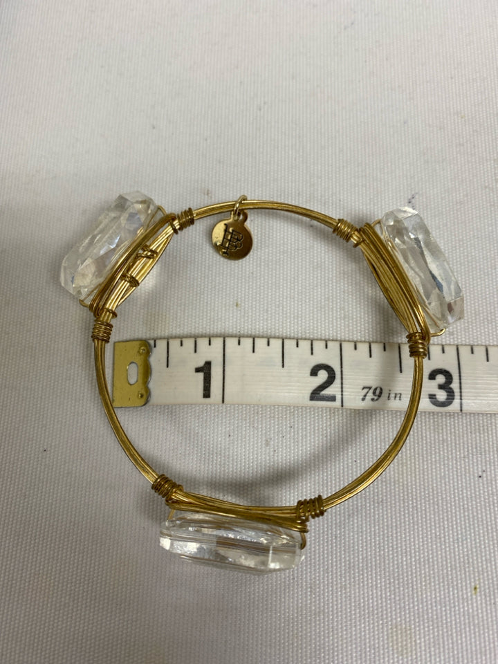 Gold Color Clear Jeweled Bracelet