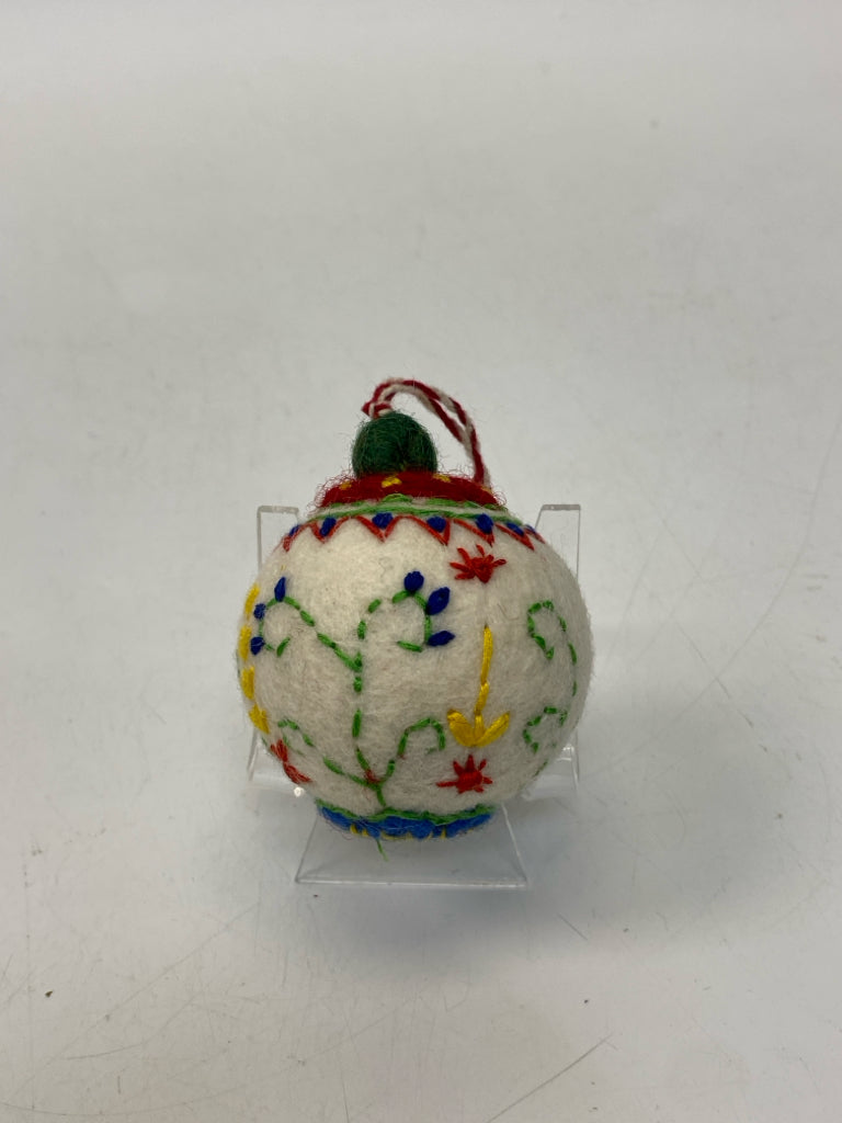 White Multi Color Wool Ornaments