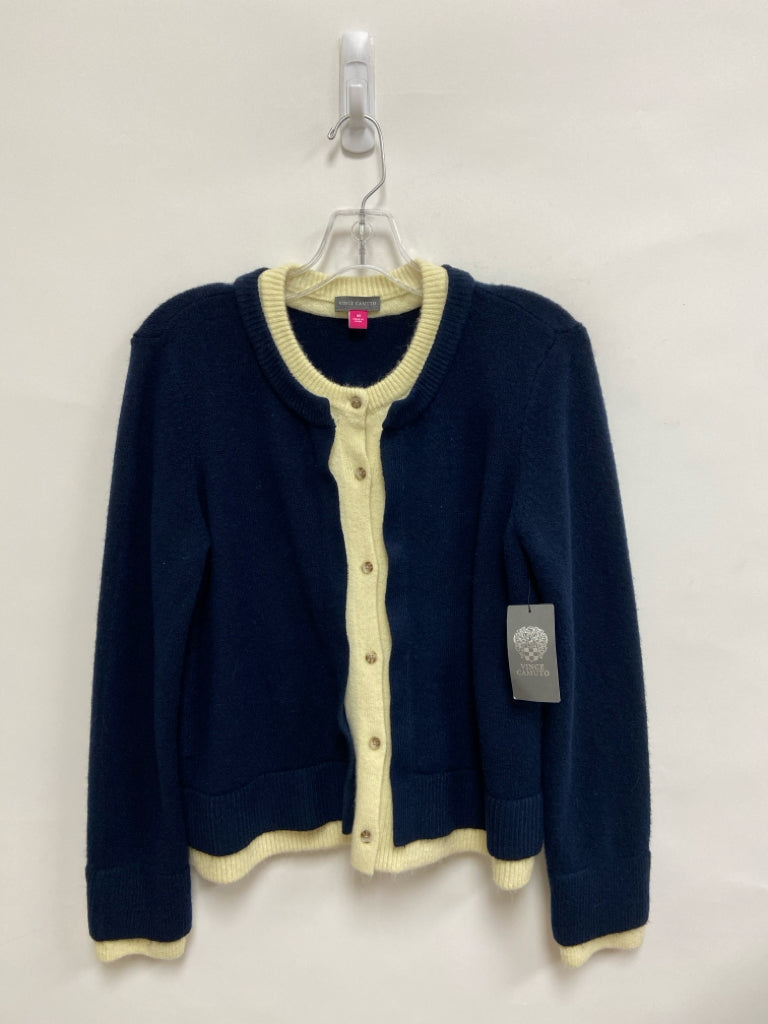 NWT VINCE CAMUTO Size M Navy Cream Cardigan Ladies Sweater
