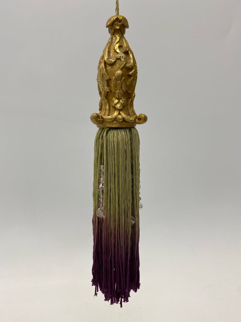 Gold Purple/Green Tassels Ornaments