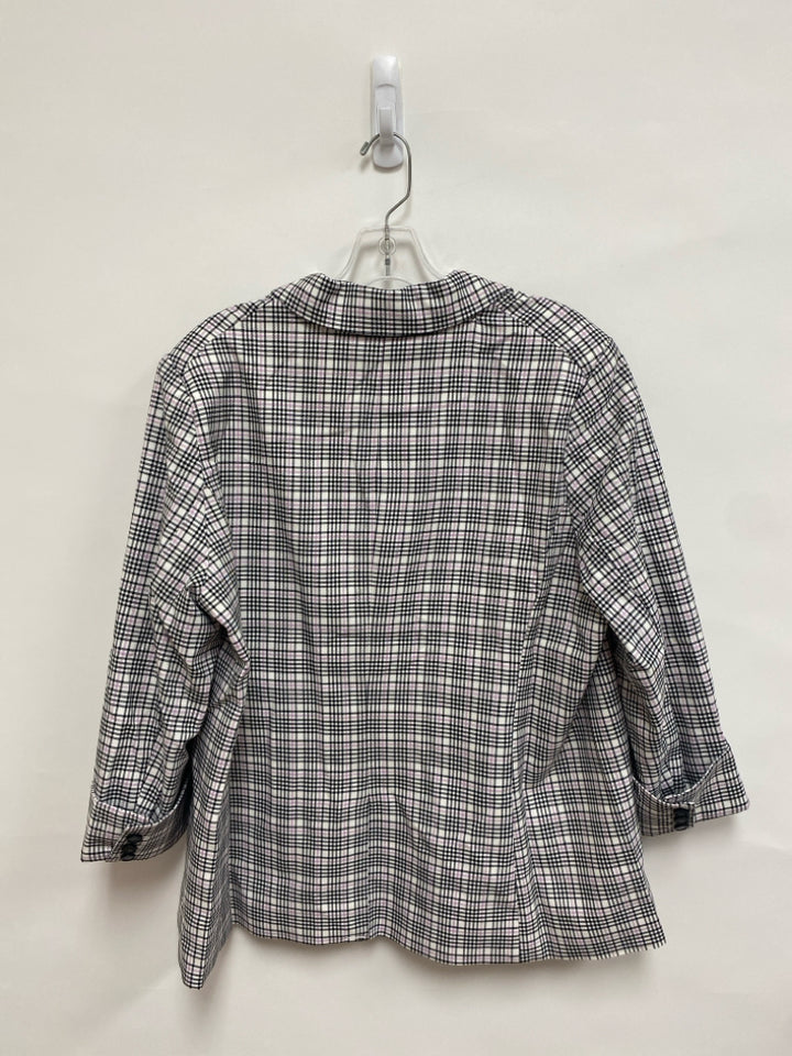 NWT Tahari Size 14 White/Black Lavender Plaid Ladies Jacket