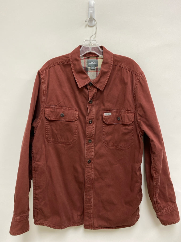 Eddie Bauer Size M Brown Flannel-Lined Men&