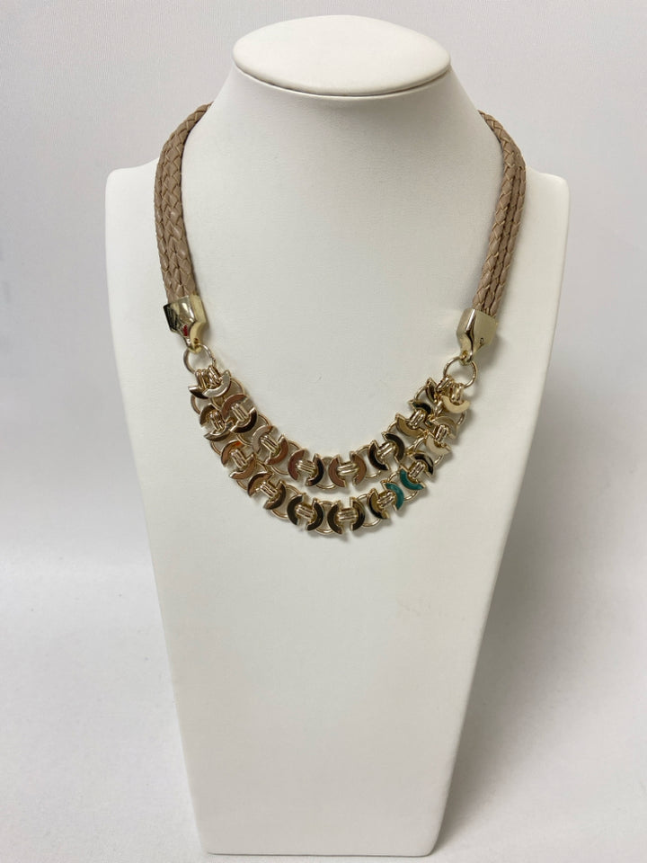 NWT Wht House/Blk Mkt Taupe Gold Color Braided Necklace