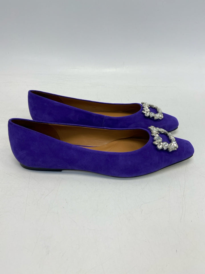 Talbots US Shoe Size 10 Purple White Rhinestone(s) Suede Flats