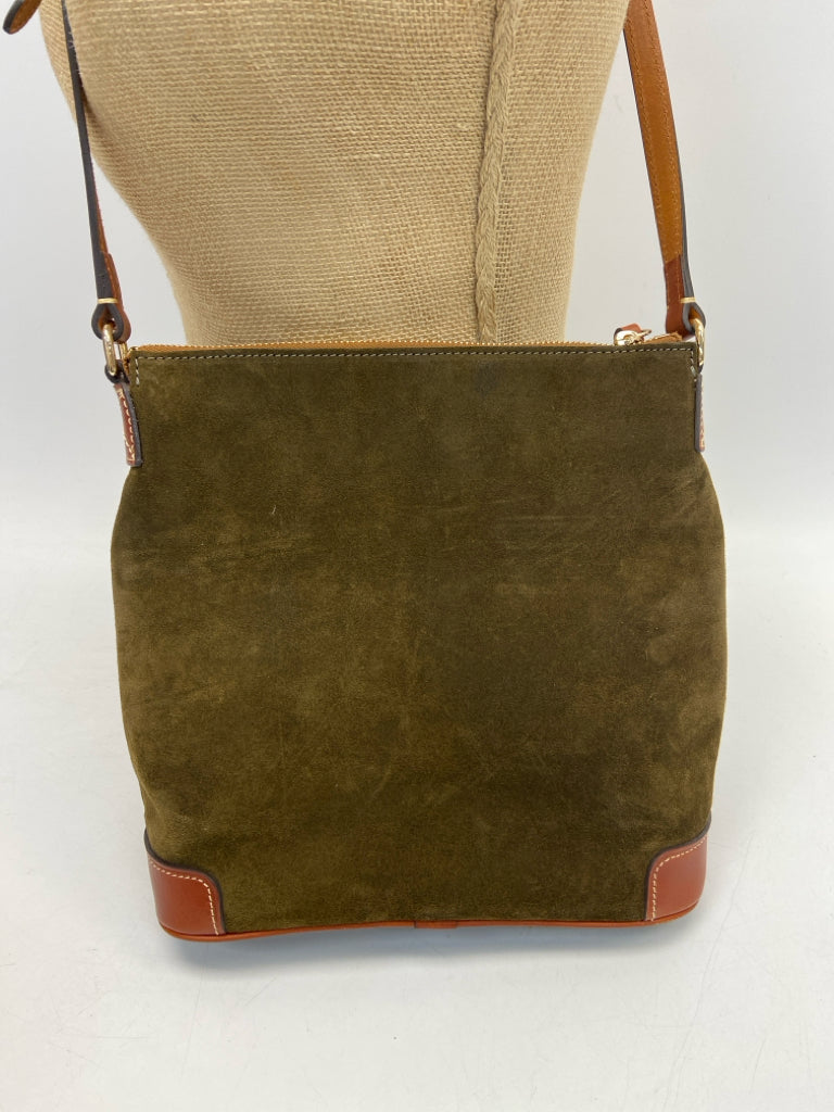 Dooney &amp; Bourke Dark Olive Brown Suede Crossbody