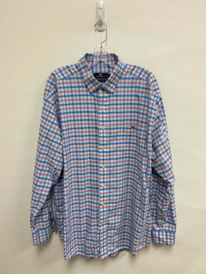 Vineyard Vines Size XXL White/Pink Powder Blue Checkered Men&
