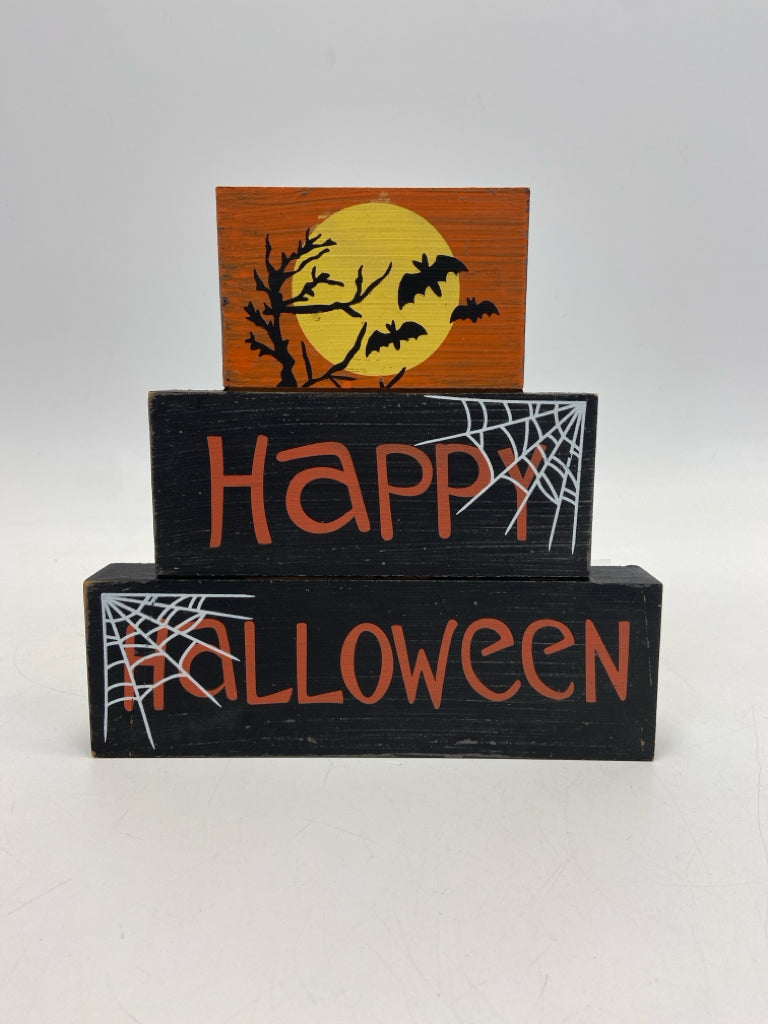 Black Orange Words Wood Halloween