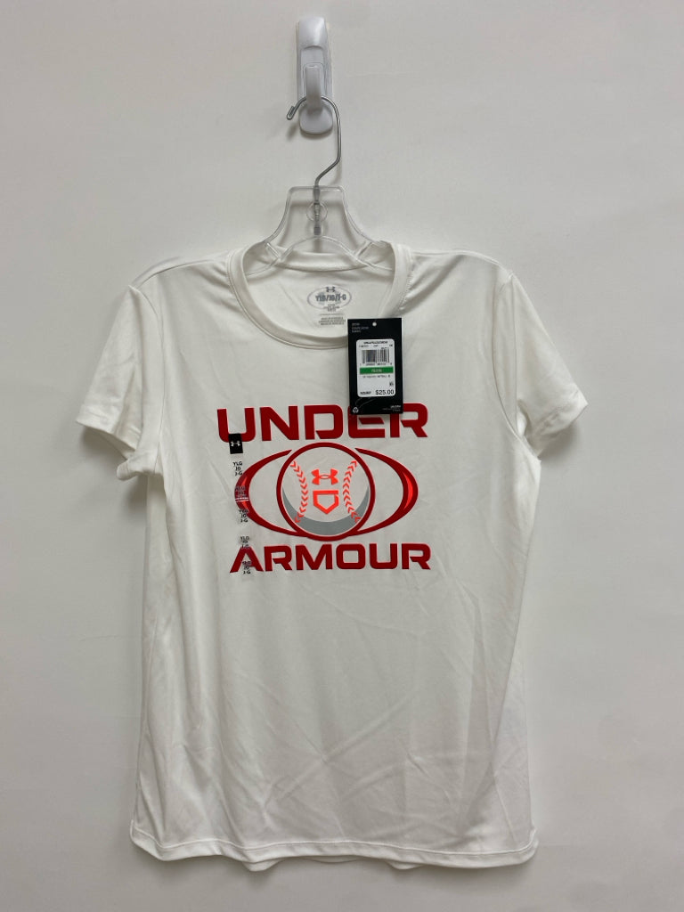NWT Under Armour SIZE L White Red Baseball Girl&