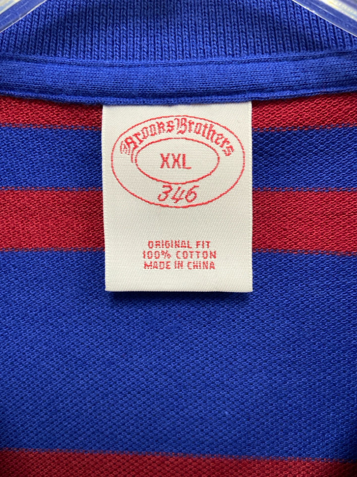 Brooks Brothers Size XXL Burgundy Blue Stripes Polo Men&
